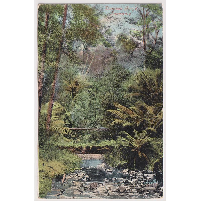 (WW1626) TASMANIA · 1907: postally used card by Valentine w/view of DENISON GORGE · excellent condition